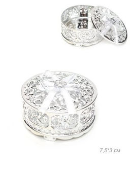 Цена за 12 шт. Шкатулка круглая 7 см / 537-10 /уп 12/600/микс - Галеонтрейд фото 2