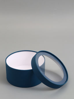 Подарочная коробка, морской, завальцованная с окном, 21 х 11 см