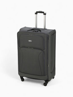 Чемодан на колёсах большой 97 л (L), на молнии, с увеличением, кодовый замок, 4 колеса, серый