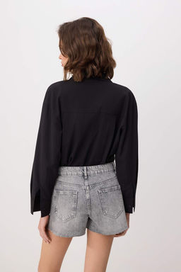 Mavi Paca Kesikli Yuksek Bel Ekstra Mini Sort TWOSS26SR00133 - Trendyolmilla фото 8
