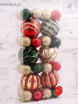 Ёлочные игрушки Новогодний маскарад, шары новогодние, набор 38 шт., МИКС - Зимнее волшебство фото 4