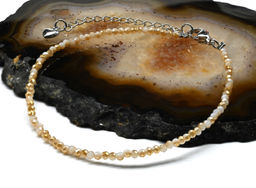 Браслет из циркона шарик граненый 2мм цвет шампань, 19см