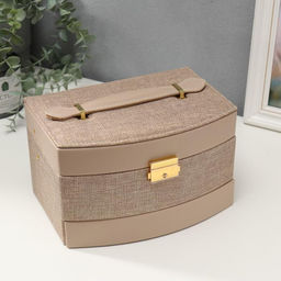 Шкатулка кожзам для украшений Мокко комбинированная 13х15х21,5 см