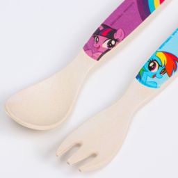Набор детских столовых приборов из бамбука: вилка и ложка Искорка, My Little Pony - Hasbro фото 4