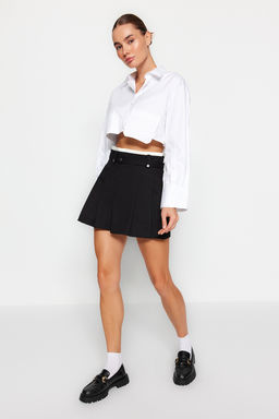 TRENDYOLMILLA Kahverengi Cift Kemer Detayl? Pileli Mini Dokuma Etek TWOAW24ET00079 фото 13