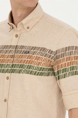 Мужская бежевая рубашка с длинным рукавом - U.s. polo assn фото 14