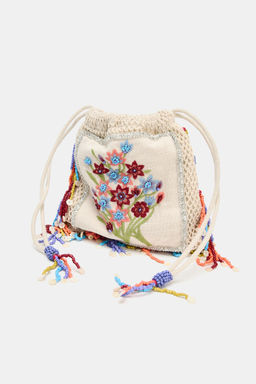 FLORAL EMBROIDERED BUCKET BAG