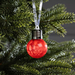 Ёлочный шар Зимний узор красный, d=5 см, 1 LED, от батареек AG13x3, свечение тёплое белое - Luazon lighting фото 2