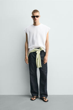 CAMISETA TANK RELAXED FIT TEXTO / Blanco