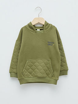 Uzun Kollu Bask?l? Erkek Bebek Hoodie