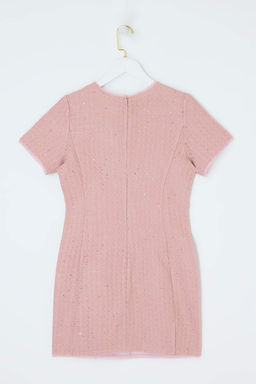 Pembe Par?lt?l? Tuvit Mini Dokuma Elbise TWOSS26EL00079