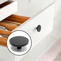 Ручка-кнопка CAPPIO, d=44 мм, h=20 мм, латунь, цвет черный