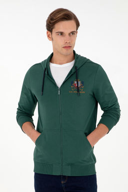Мужской темно-зеленый вязаный кардиган