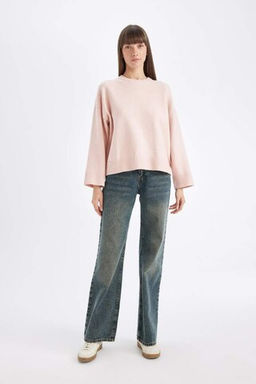 Свитер оверсайз с круглым вырезом - Defacto фото 2