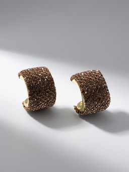 Серьги со стразами QF Блеск дуга, цвет золото