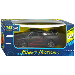 Чёрная инерционная машинка Спорткар со спойлером die-cast,1:32, открывающиеся двери