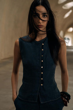 DOUBLE-BREASTED LINEN WAISTCOAT - Zara фото 16