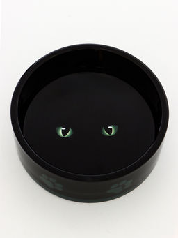 Миска керамическая Черный кот 300 мл - 12.512.54.5 см, черная/зелёная - Пижон фото 3