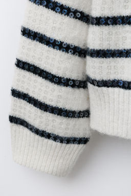 STRIPED KNIT SEQUIN SWEATER - Zara фото 4