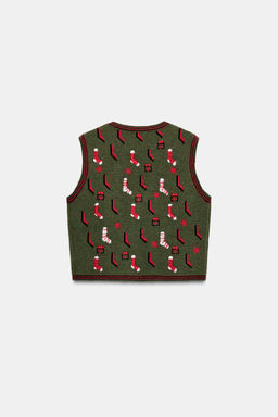 KNIT CHRISTMAS EMBROIDERED VEST - Zara фото 4