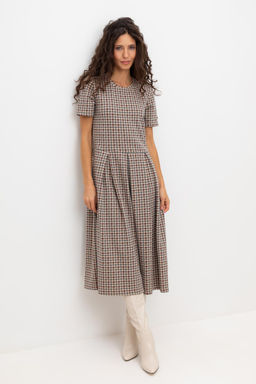 ЕВТ 5053/тем.бежевый,гусиная лапка платье жен - Very neat фото 4