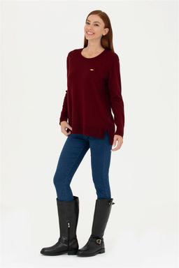 Женский бордово-красный базовый свитер - U.s. polo assn фото 11