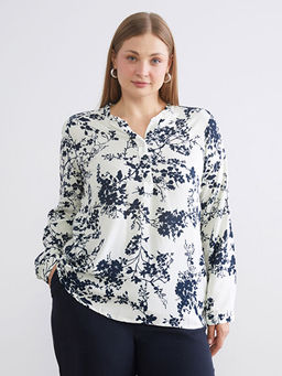 Ka??k Yaka ?i?ekli F?rf?rl? Bluz