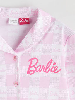 G?mlek Yaka Barbie Bask?l? K?z ?ocuk Pijama Tak?m?