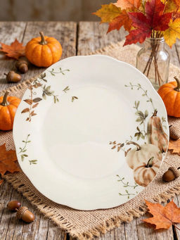 Тарелка обеденная, 26 см, фарфор P, белая, Тыквы, Pumpkin harvest