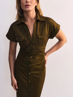 Платье миди из хлопка со сборками / Zarina