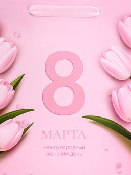 Цена за 2 шт. Пакет подарочный вертикальный 8 Марта, ML 23 ? 27 ? 11.5 см - UPAK LAND фото 2