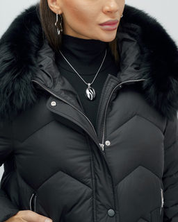 Куртка зимняя женская с мехом и капюшоном тренд черного цвета 7759Ch Бренд: Visdeer - Mtforce фото 7