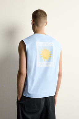 CAMISETA TANK GR?FICO SOL / Celeste - Zara фото 3