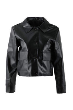 Koyu Kahverengi Suni Deri Gomlek Yaka Dokuma Ceket TWOAW26CE00008 - Trendyolmilla фото 9