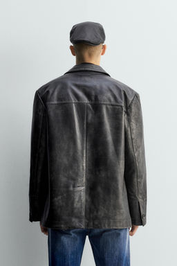 LIMITED EDITION VINTAGE EFFECT LEATHER JACKET - Zara фото 3