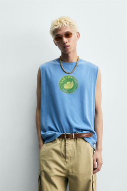 CAMISETA TANK ESTAMPADO COSTA RICA / Azul