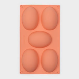 Форма для выпечки Доляна «Яйцо», силикон, 30×17,5 см, 5 ячеек (10×7×3,5 см), персиковый