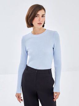 Bisiklet Yaka Dokulu Kad?n Triko Kazak