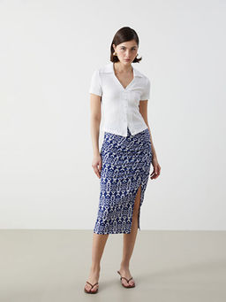 Polo Yaka Dokulu Kad?n Bluz