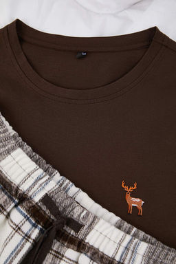 Kahverengi Regular Ekose / Kareli Homewear Pijama Tak?m? TMNAW26PT00061 - Trendyolmilla фото 2