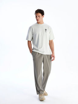 Bisiklet Yaka Bask?l? Penye Erkek Ti??rt