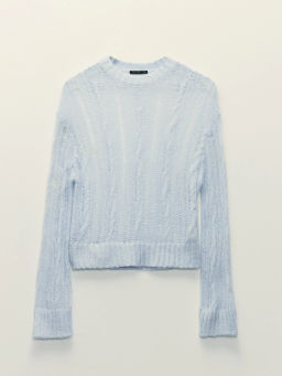 Джемпер из ажурной вязки с шерстью / Zarina фото 7