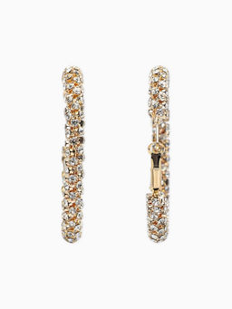 Серьги-кольца со стразами "Россыпь" d=5,5см, цвет белый в золоте