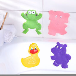 Коврики для ванной на присосках Доляна Зоопарк, 4 шт, детские, 1114 см  фото 4