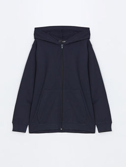 Kap??onlu K?z ?ocuk Fermuarl? Sweatshirt