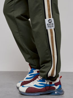 Широкие спортивные штаны трикотажные мужские цвета хаки 12903Kh - Mtforce фото 19