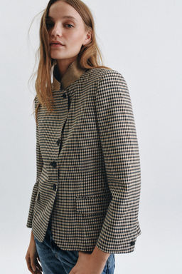 BLAZER CUADROS CUELLO COMBINADO ZW COLLECTION / Marr?n - Zara фото 5
