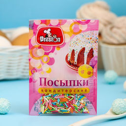 Цена за 7 шт. Посыпки кондитерские Preston декоративные «Радуга-вермишель», 7 г