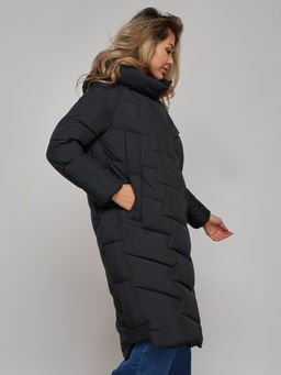 Пальто утепленное молодежное зимнее женское черного цвета 52355Ch - Holdluck фото 9