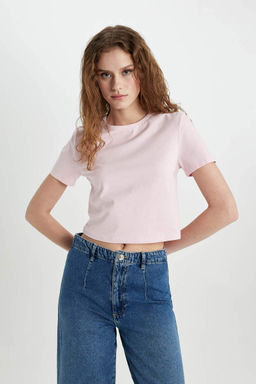 Облегающая футболка с круглым вырезом и короткими рукавами - Defacto фото 3